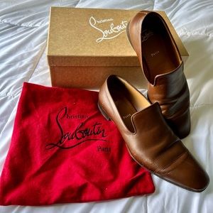 Christian Loubiton Dandelion Loafers in brown leather.